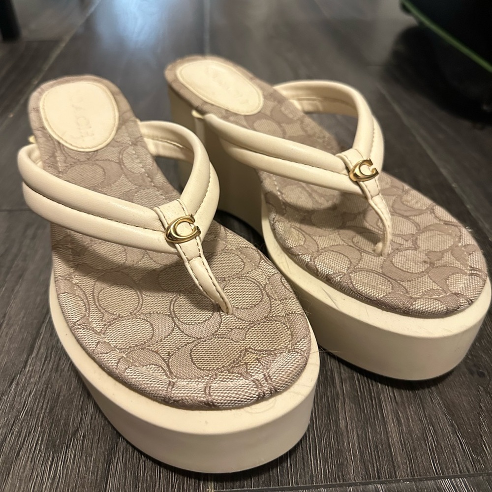 Coach flip hop wedge sandals.